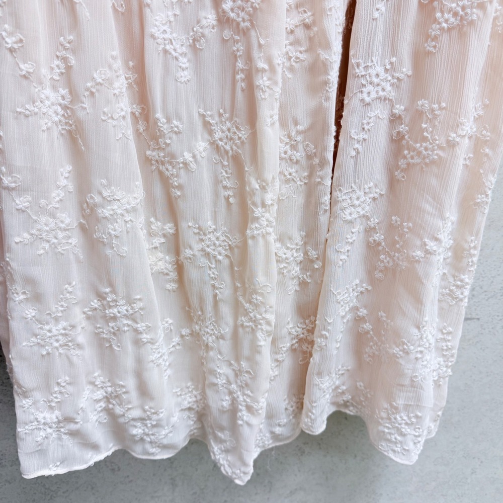 Liz Claiborne Collection 14 NWT Beige Floral‎ Embroidered Boho Summer Long Skirt - Picture 6 of 13